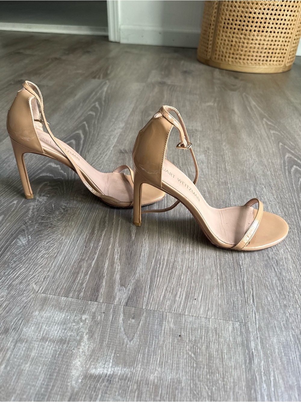 Stuart Weitzman Beige/Nude Ankle-Strap Stiletto Sandals